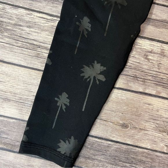 Spiritual Gangster Intent High Waist Leggings - Black Palm Trees Size XS - Picture 3 of 10